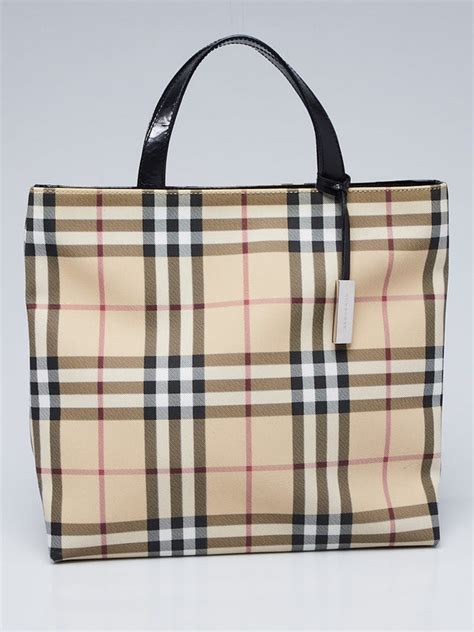 burberry nova check coated canvas tote bag